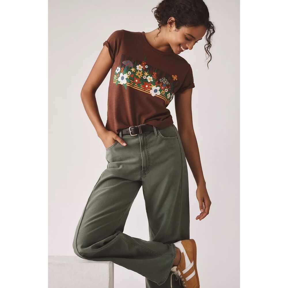 MOTHER Brown Floral Graphic Tee